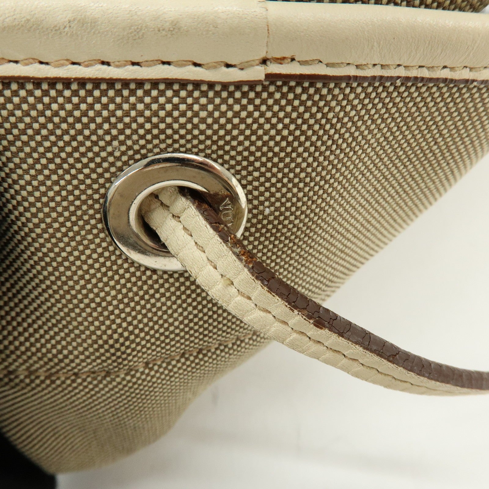 Prada Logo Jacquard Shoulder Bag - Beige, Leather