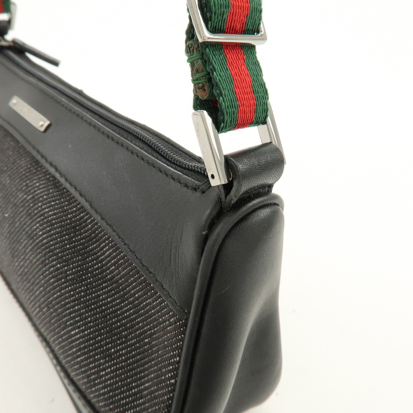 Gucci Hand Bag - Black, Denim, Leather 