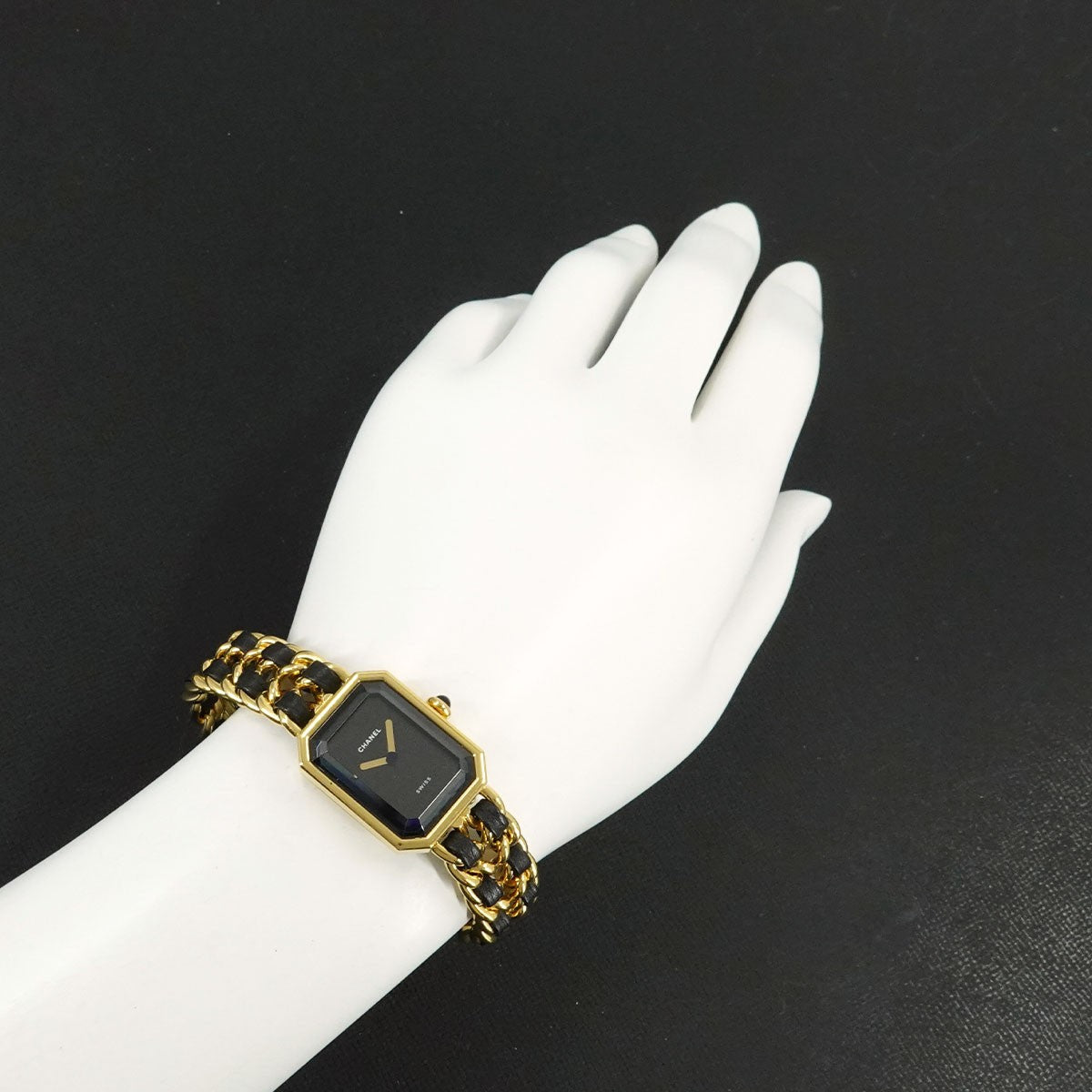 CHANEL Premiere Size L H0001 Watch - Black, Stainless steel/YGP,Leather