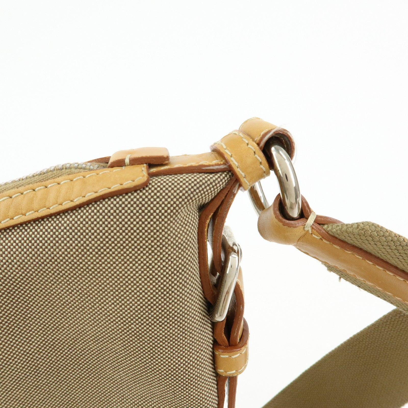 Prada Logo Jacquard Shoulder Bag - Camel, Leather