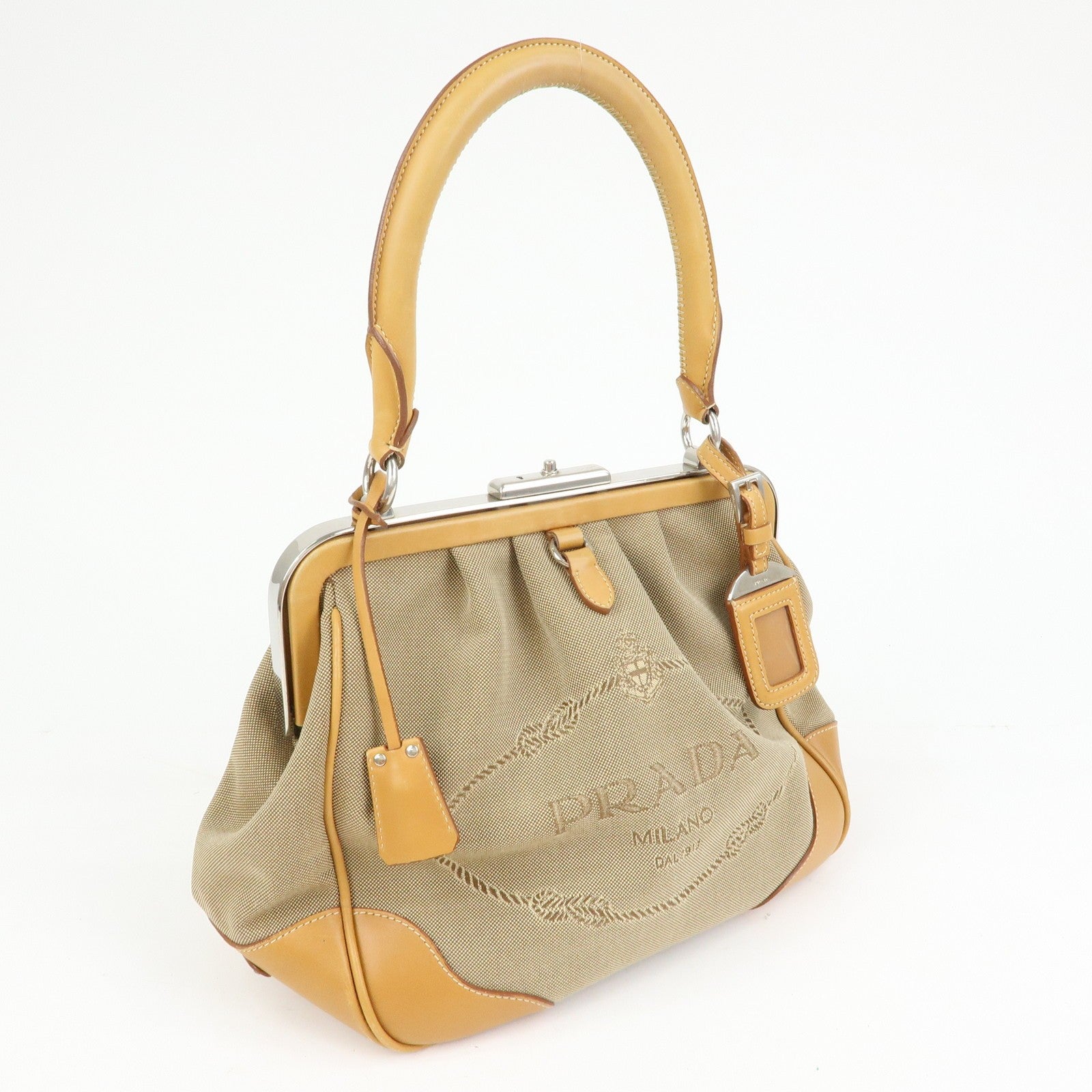 Prada BR3481 Shoulder Bag - Light Brown, Jacquard Leather 