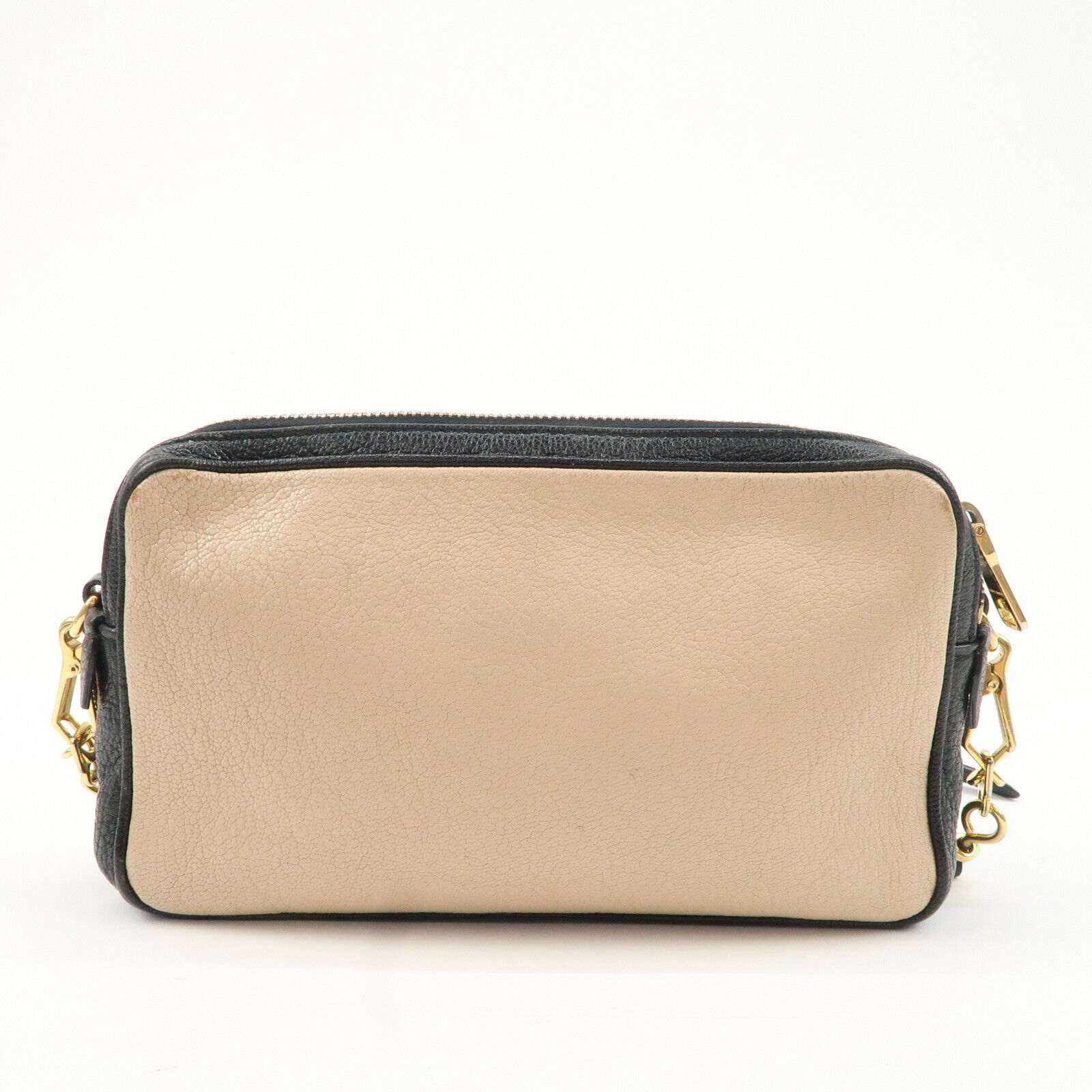 Miu Miu MADRAS BICOLORE Shoulder Bag - Black/Beige, Leather