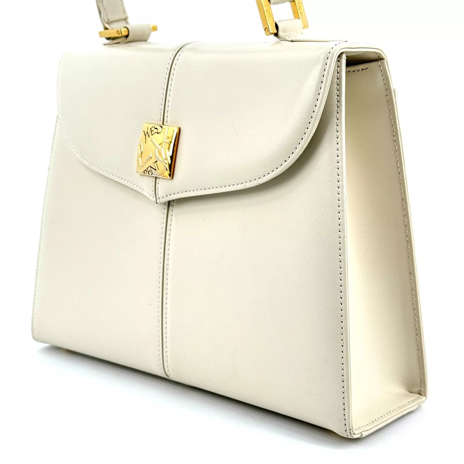 Saint Laurent YSL Shoulder Bag - White, Leather