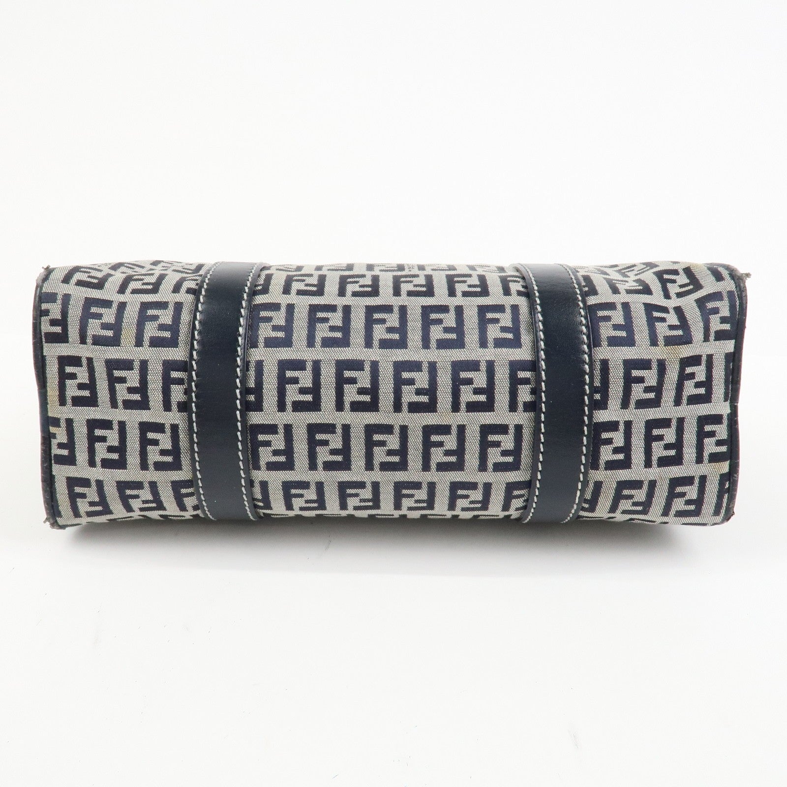 Fendi Boston Hand Bag - Navy, Canvas, Leather