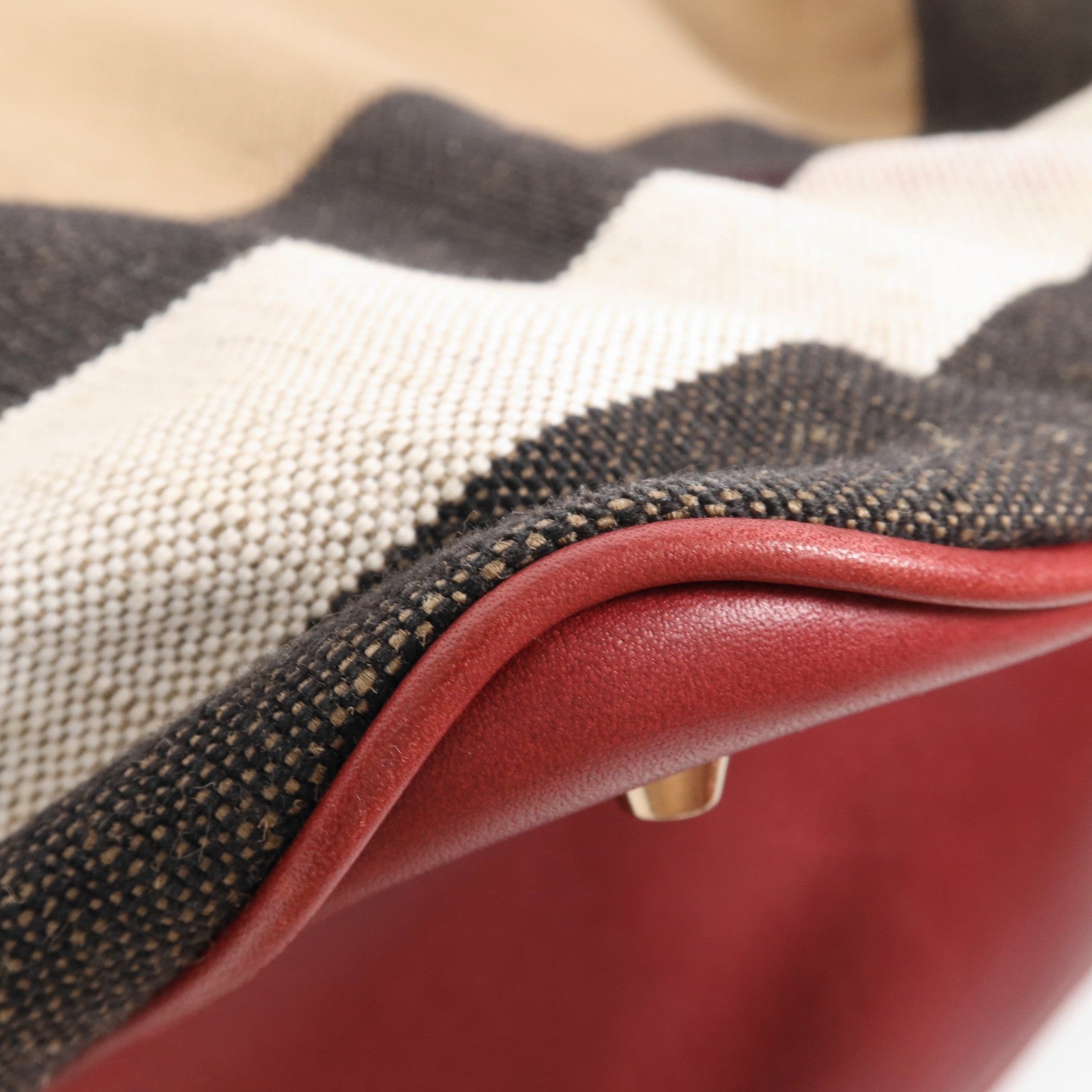 Burberry GHW Shoulder Bag - Red/Brown/Black, Canvas/Calfskin Leather