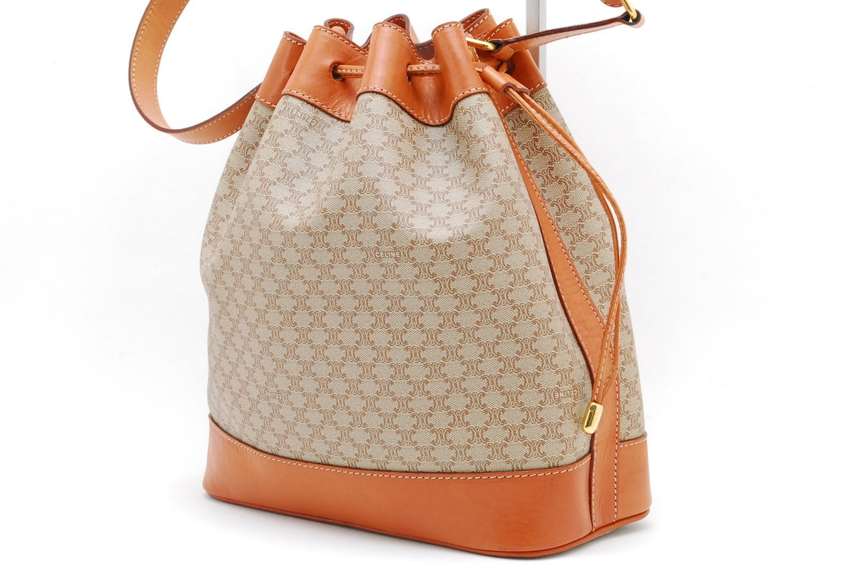 Celine Macadam Shoulder Bag - Beige, Canvas and Leather- מגיע עם הארנק!
