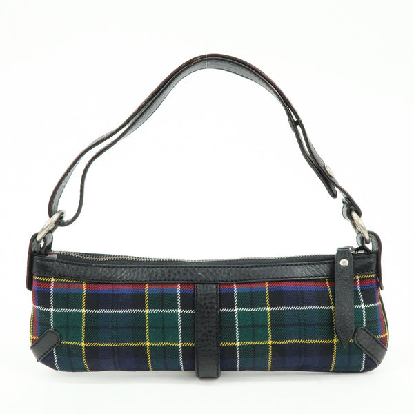 Burberry Shoulder Bag - Black, Green, Canvas, Leather