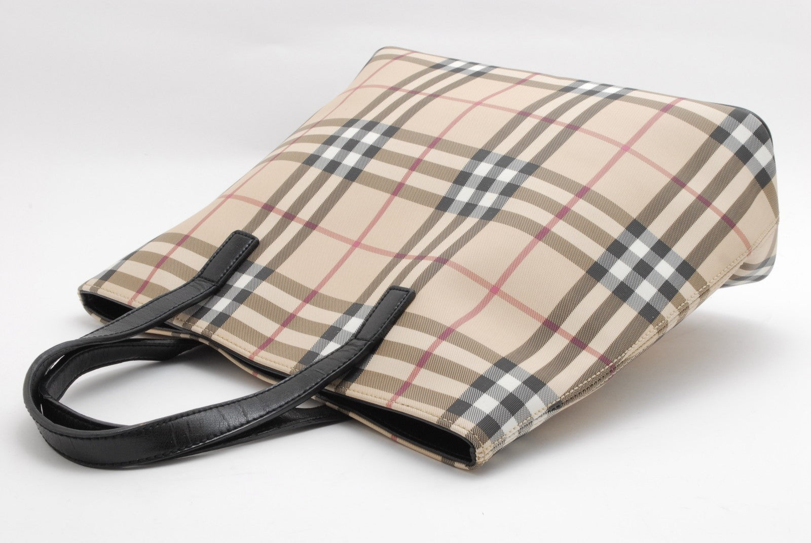Burberry Nova Check Tote Bag - Black Beige, PVC Leather