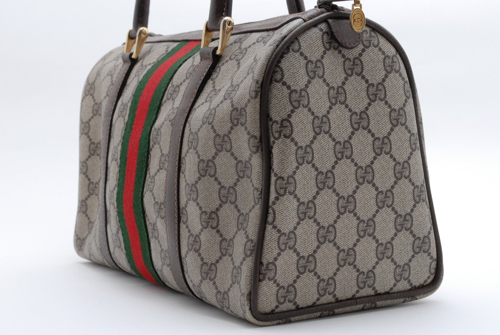 Gucci Guuci GG Supreme Boston Bag - Beige Brown, PVC Leather