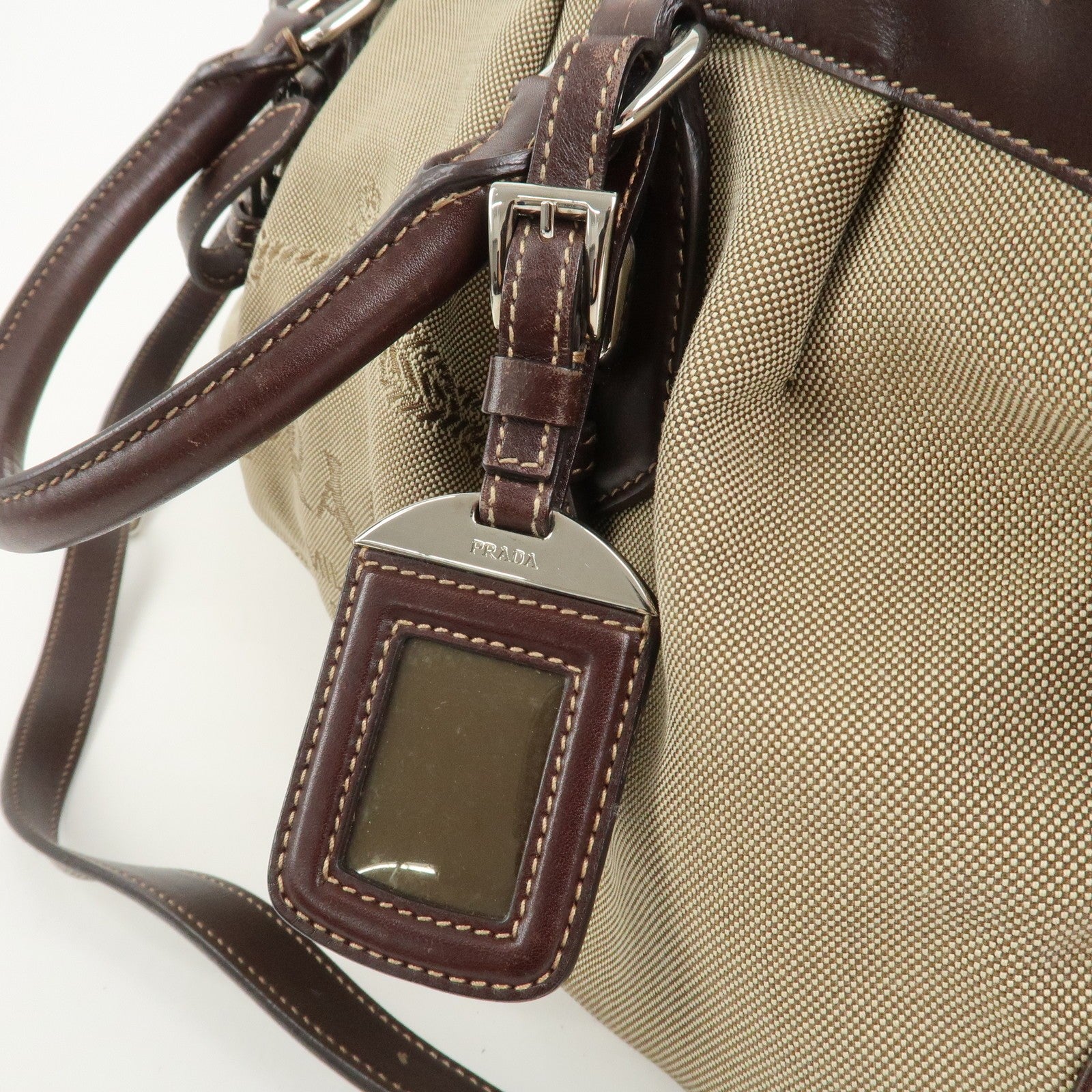 Prada Logo 2Way Shoulder Hand Bag - Brown, Canvas and Leather
