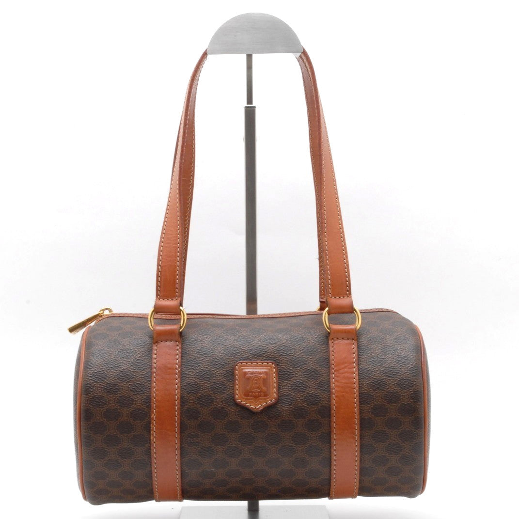 Celine Macadam Boston Handbag - Brown, PVC Leather