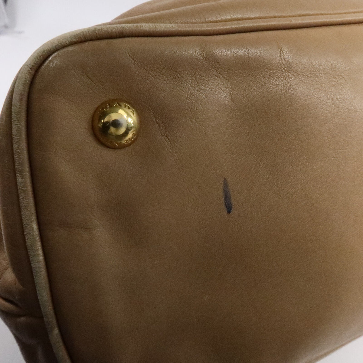 Prada GHW 2 Way Shoulder Bag - Beige, Calfskin Leather
