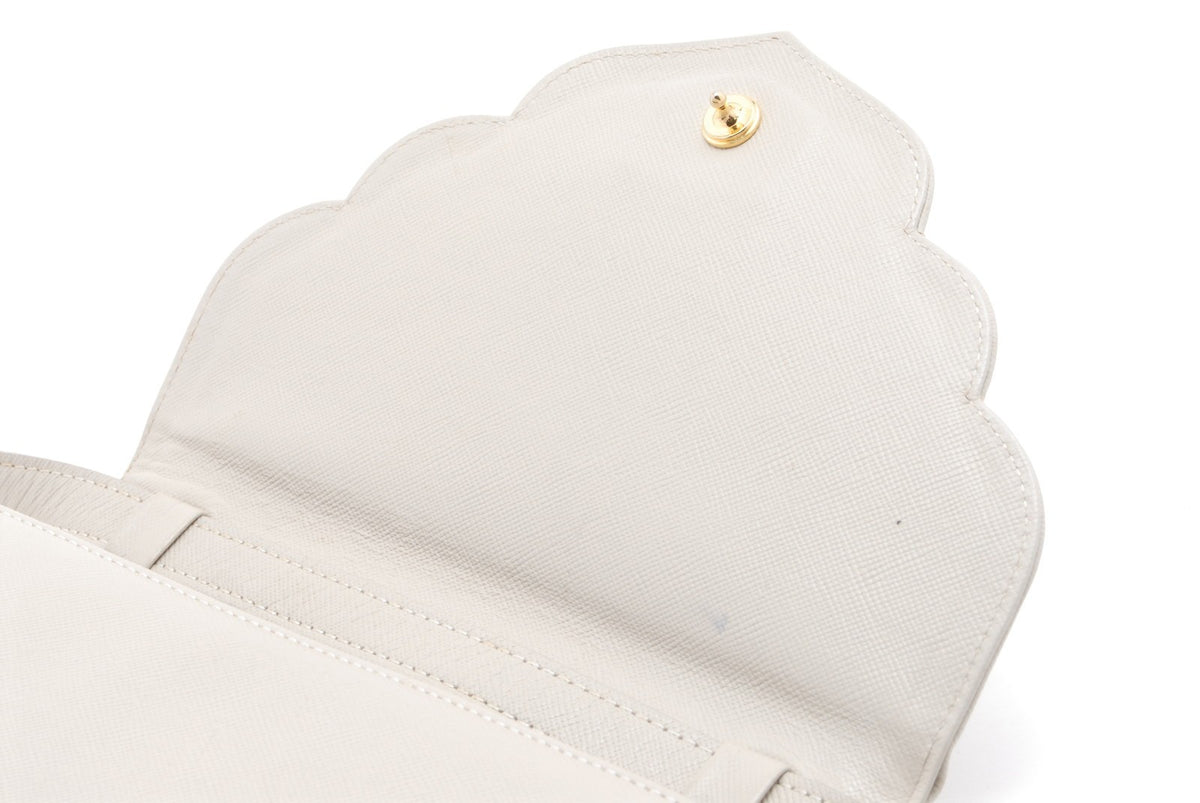 Yves Saint Laurent YSL Flap Bag - White, Leather