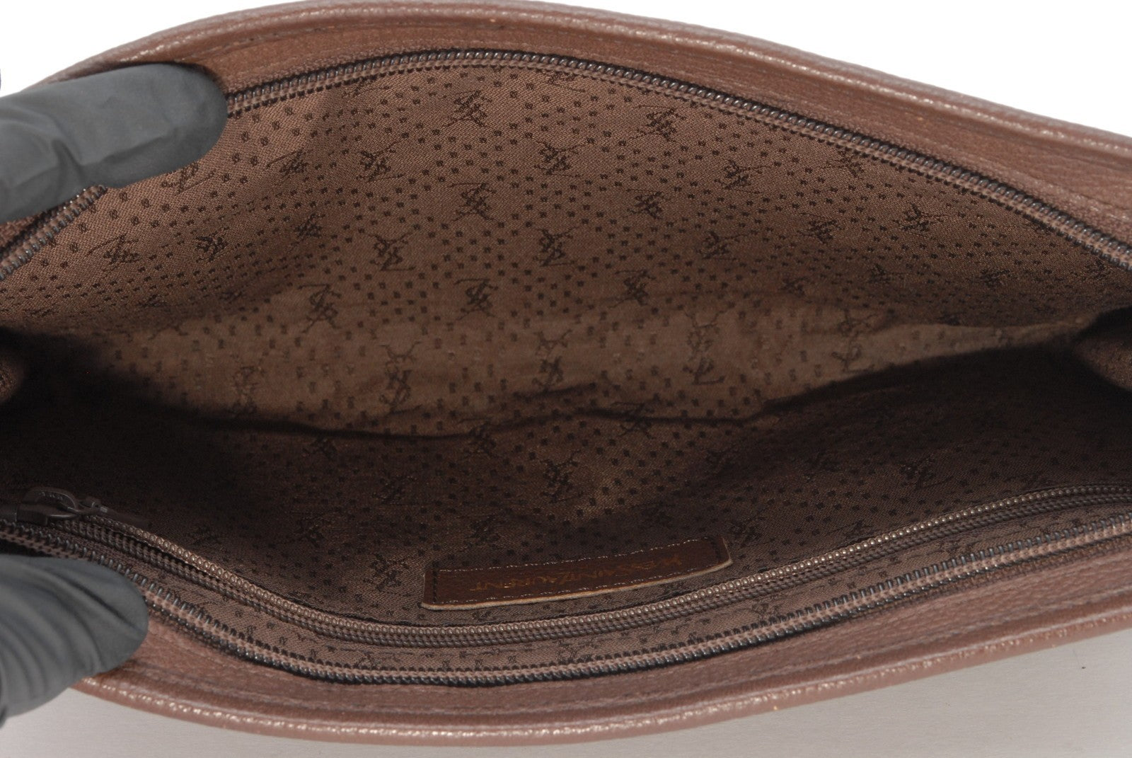 Saint Laurent Yves Leather Clutch Bag - Brown, Leather 