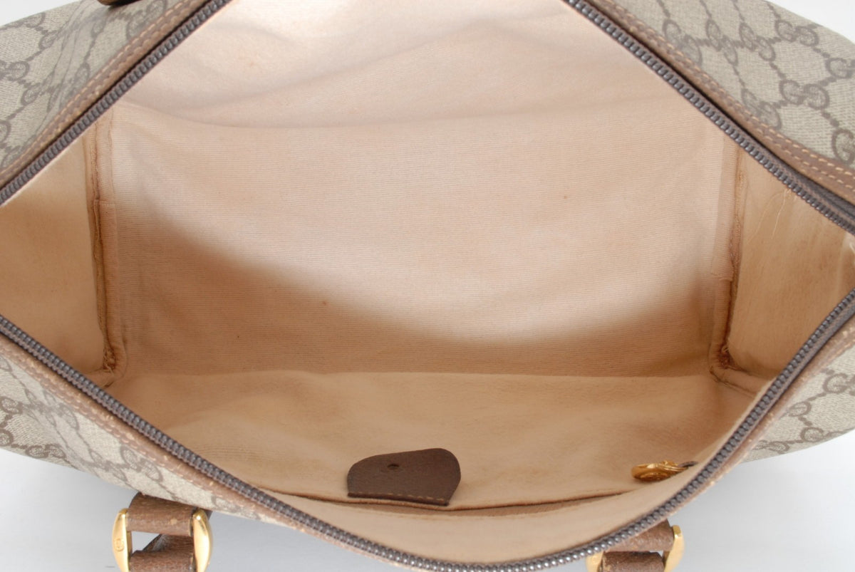 Gucci Vintage GG Supreme Boston Handbag - Brown Beige, PVC Leather