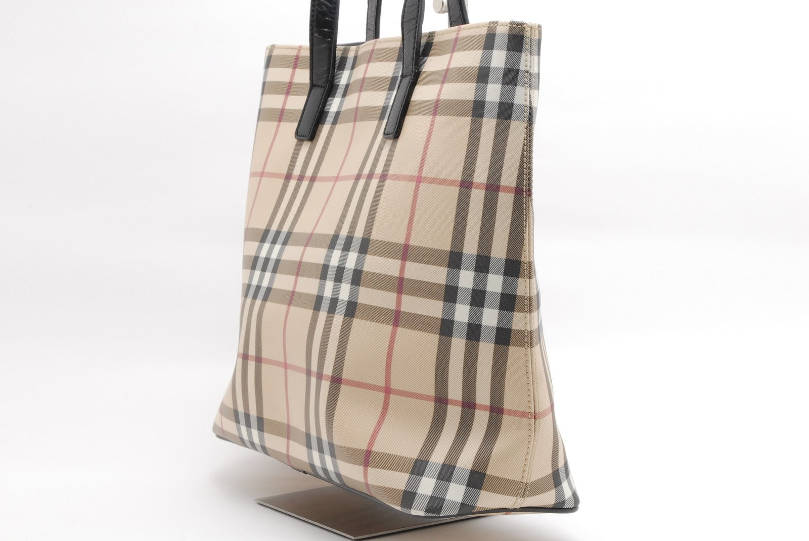 Burberry Nova Check Tote Bag - Black Beige, PVC Leather