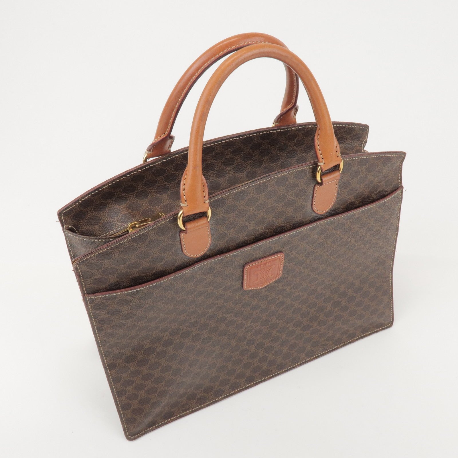 Celine Tote Bag Handbag - Brown, PVC Coated Canvas and Leather
