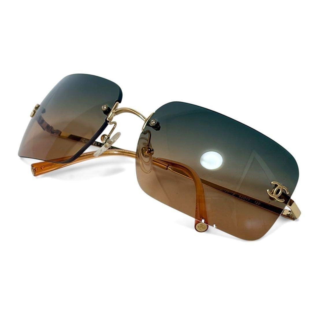 Chanel Rimless Sunglasses - Green, Orange, Gold, N/A