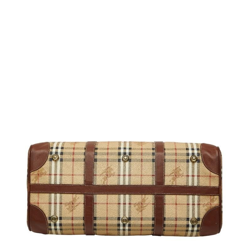 Burberry Nova Check Shadow Horse Boston Bag - Beige, PVC Leather 