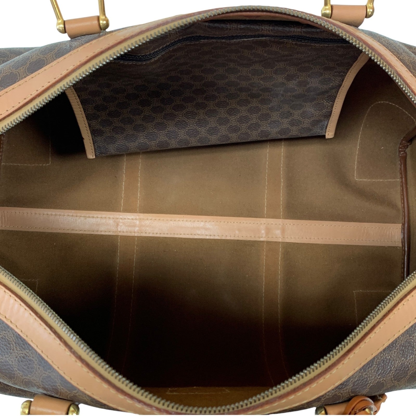 Celine Macadam Large Boston Bag - Brown Beige, Canvas