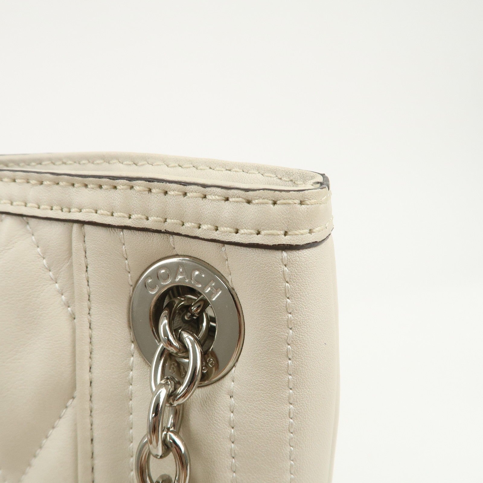 Coach Leather Chain Shoulder Bag - Ivory, Leather