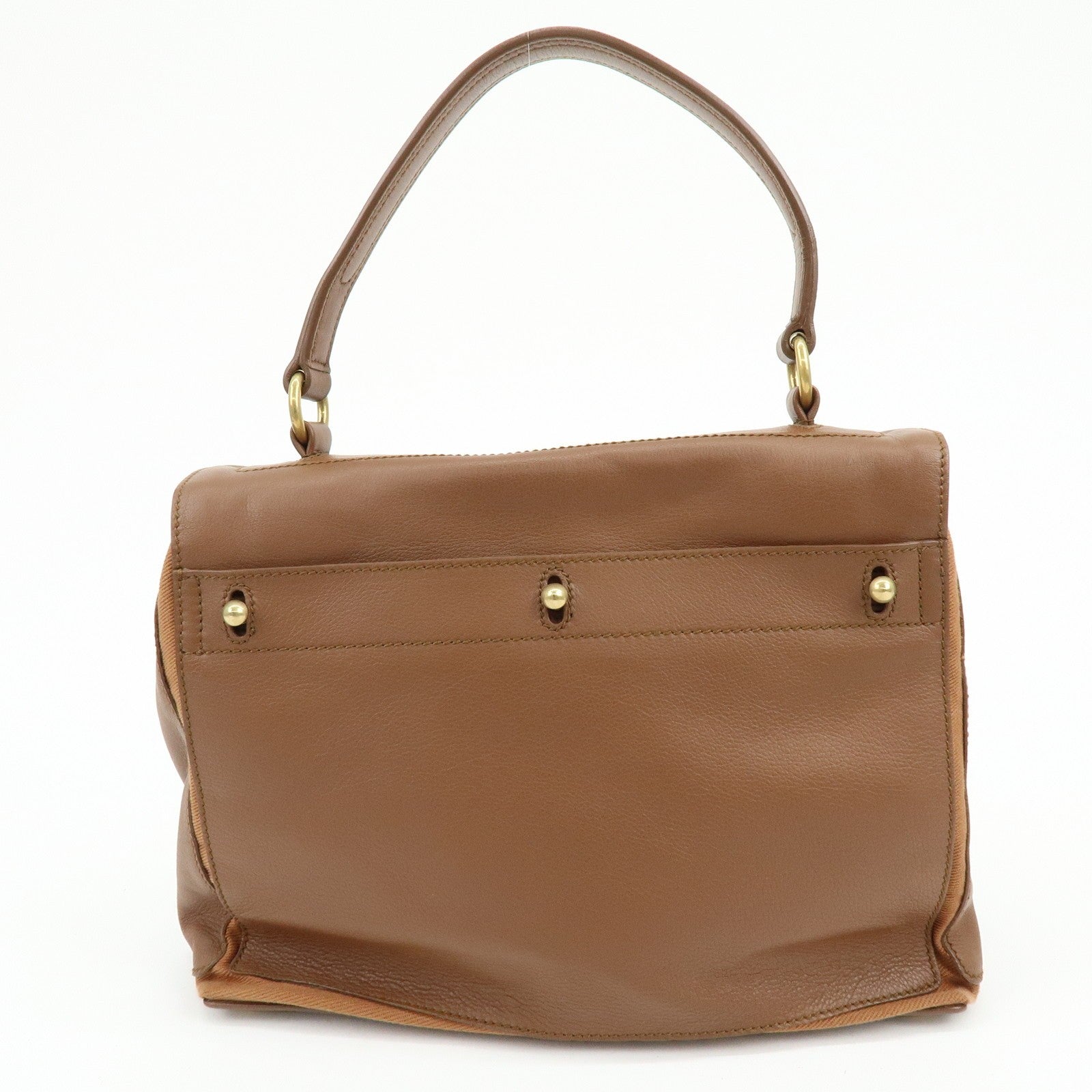 Saint Laurent Hand Bag - Brown, Leather and Canvas