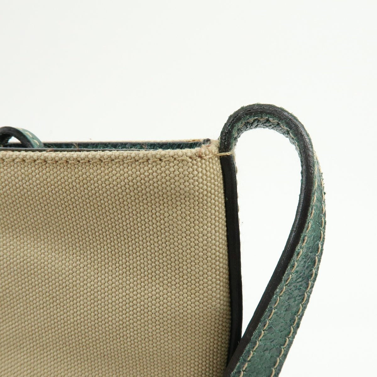 Prada Shoulder Bag - Beige, Green, Canvas, Leather