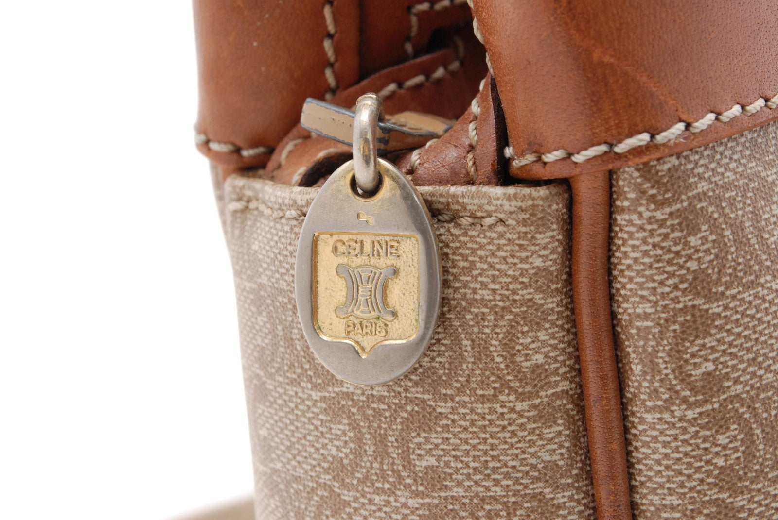 Celine Vintage Macadam Hand Tote Bag - Beige, PVC Leather