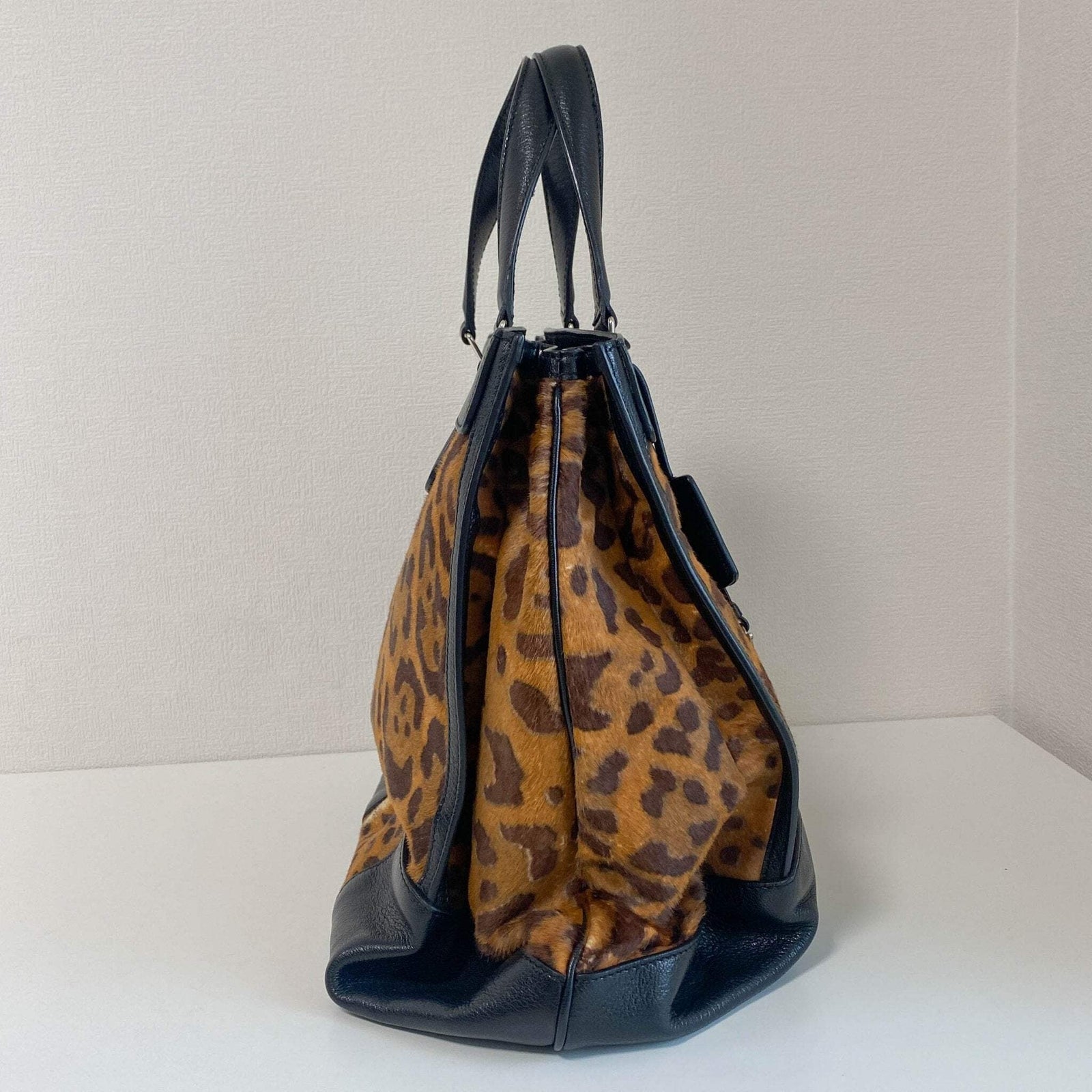 Celine Leopard Top Handle Bag - Brown, Pony Hair