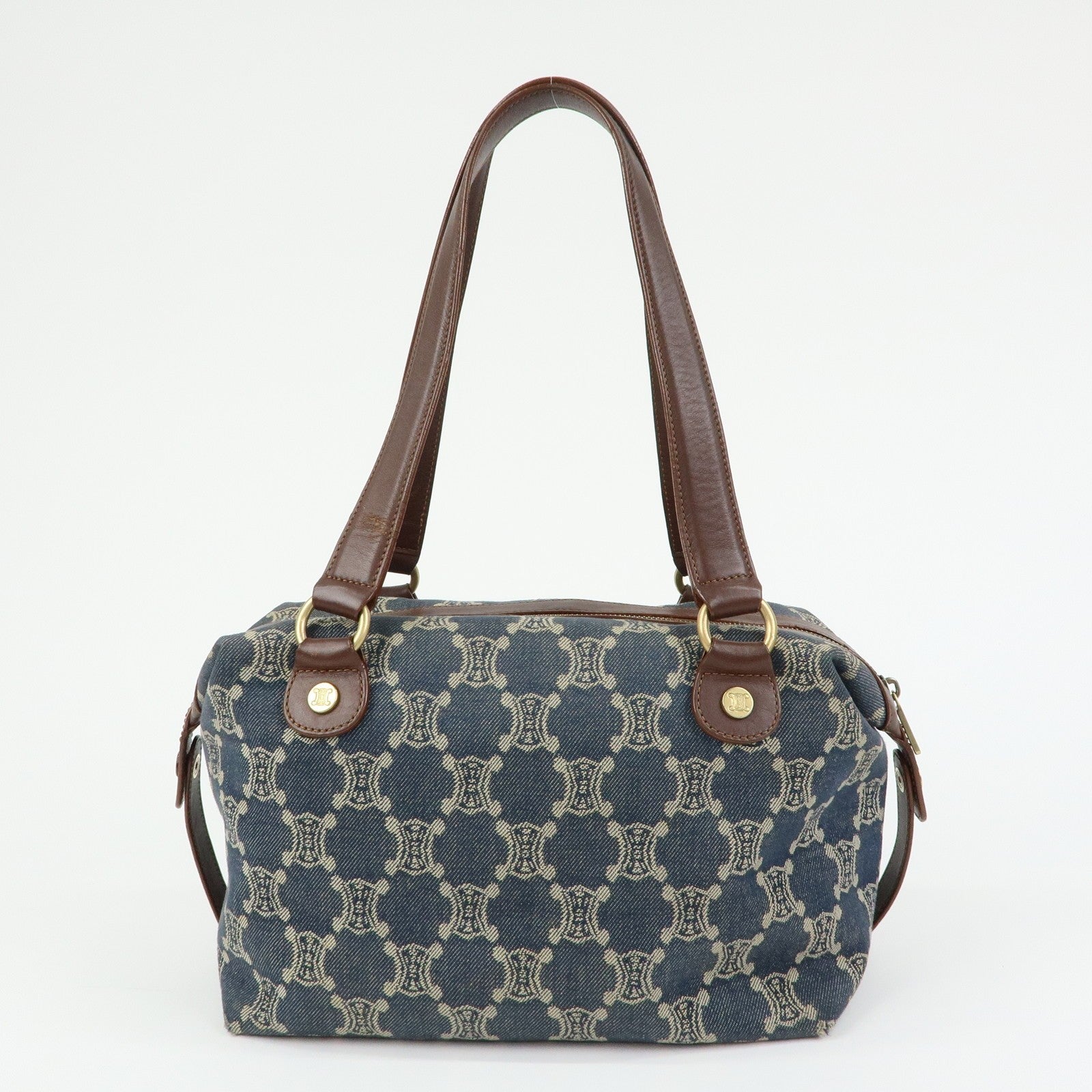 Celine Macadam Shoulder Bag - Blue, Denim and Leather