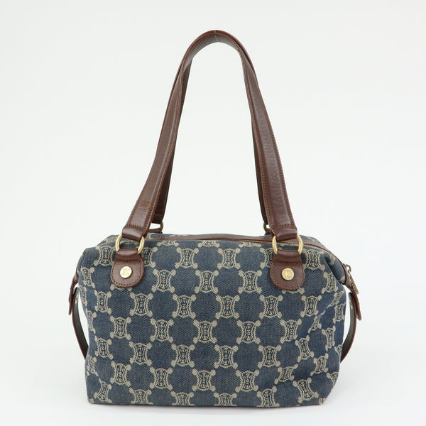 Celine Macadam Shoulder Bag - Blue, Denim and Leather 
