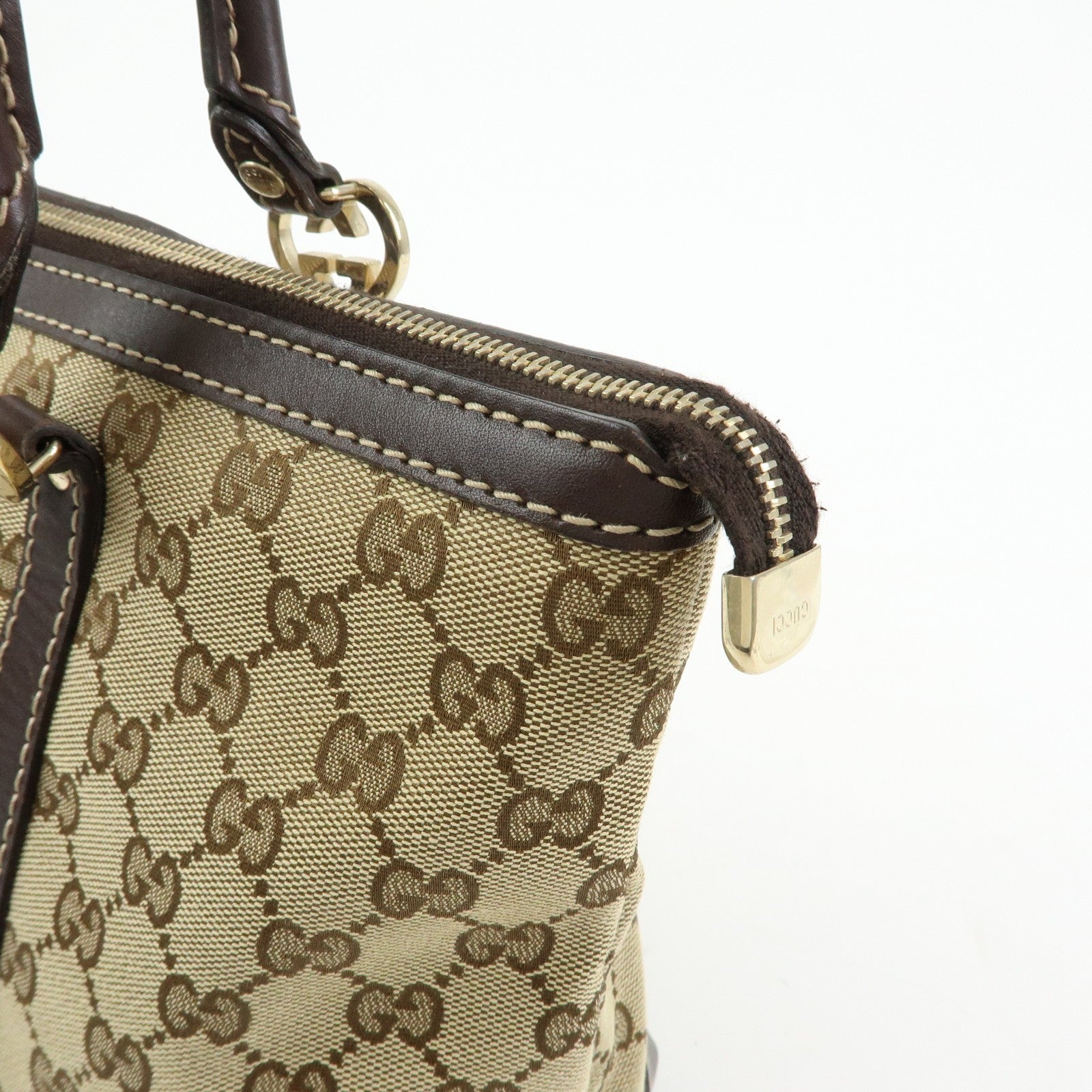 GUCCI Interlocking G Lovely Heart Canvas Tote Bag Beige