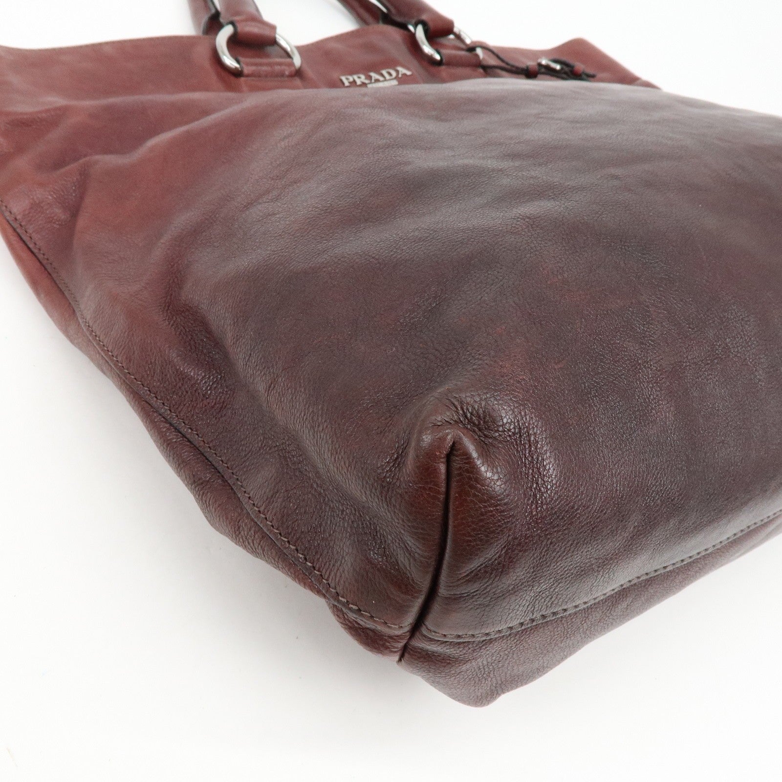 Prada Triangle Logo Tote Bag - Bordeaux, Leather