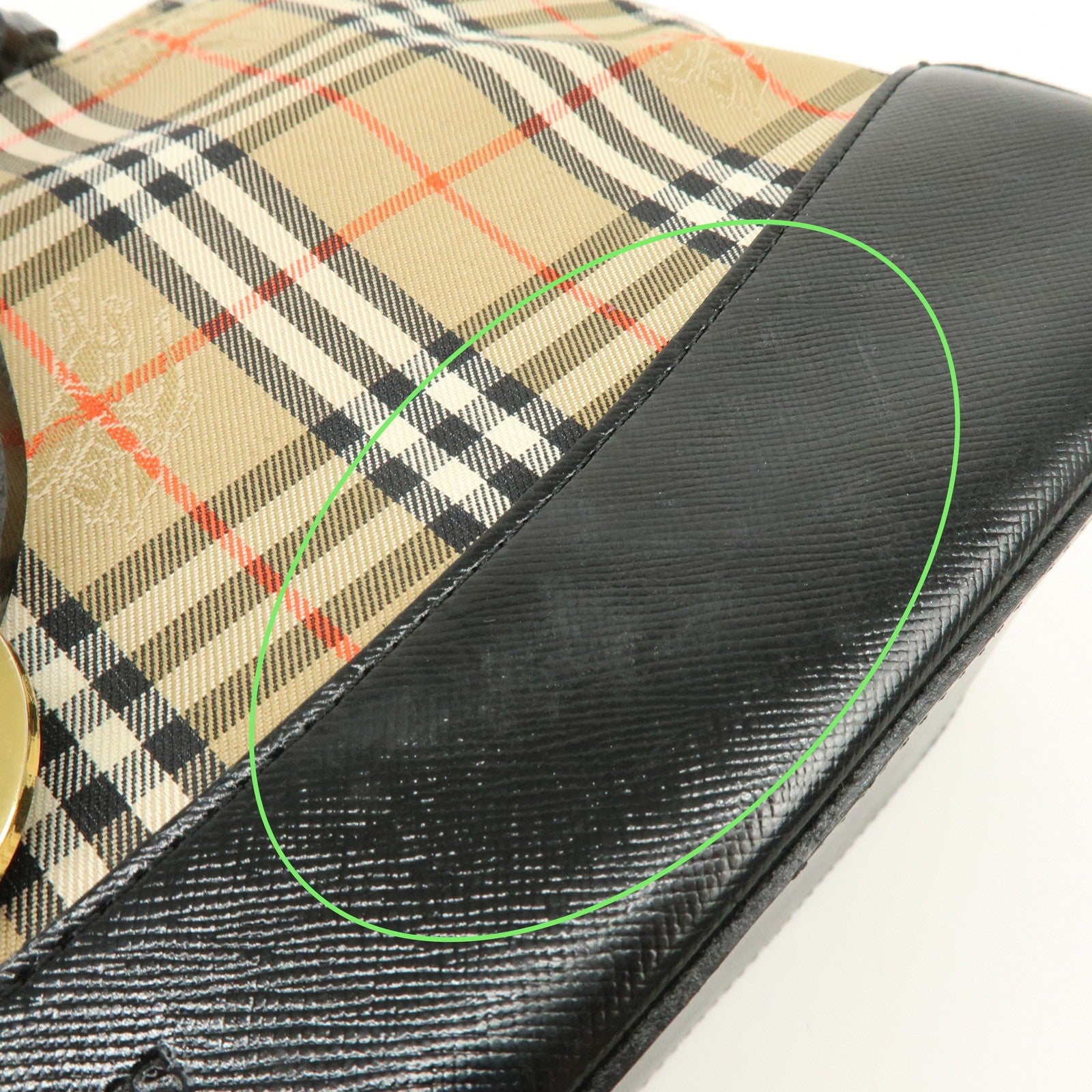 Burberry Nova Plaid Tote Bag - Brown, Black, Canvas, Leather 