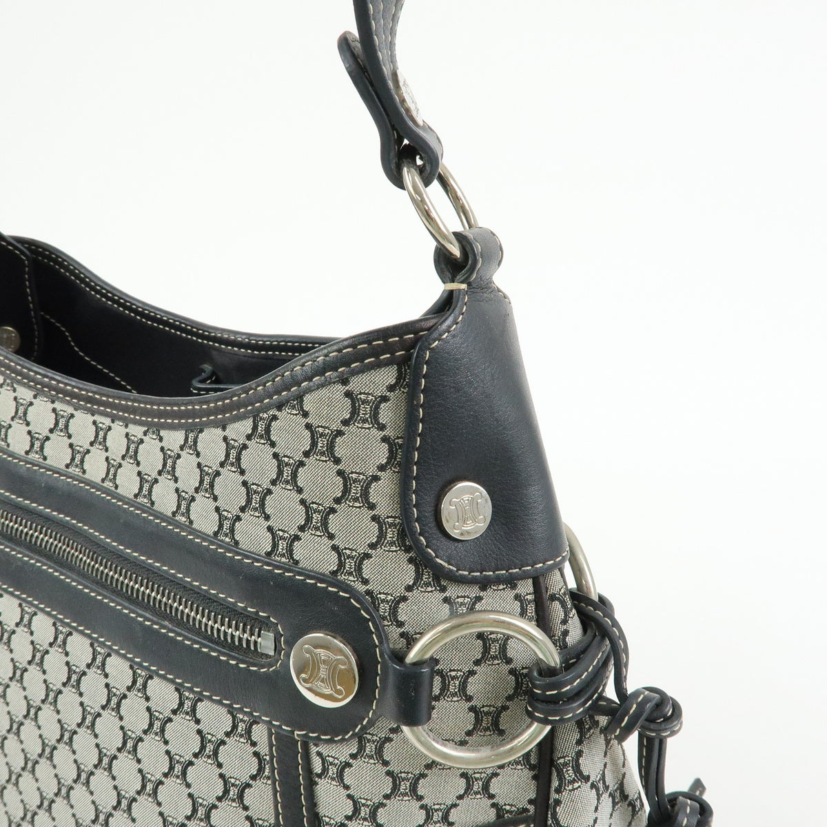 Celine Macadam Shoulder Bag - Black, Canvas, Leather
