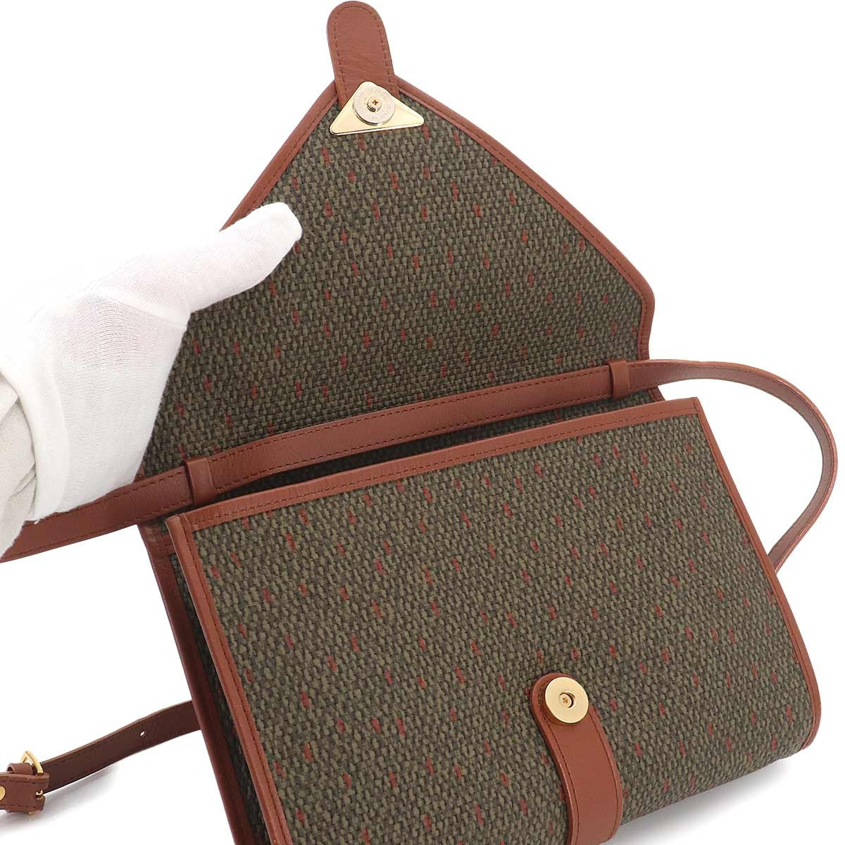 Yves Saint Laurent Shoulder Clutch Bag - Brown and Green, PVC and Leather