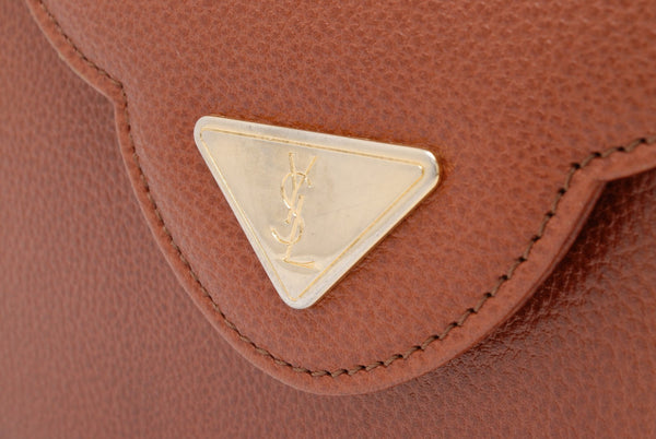 Yves Saint Laurent YSL Logo Clutch - Brown, Leather