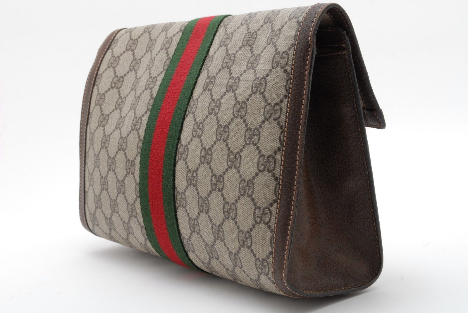 Gucci GG Supreme Web Clutch - Beige, PVC Leather
