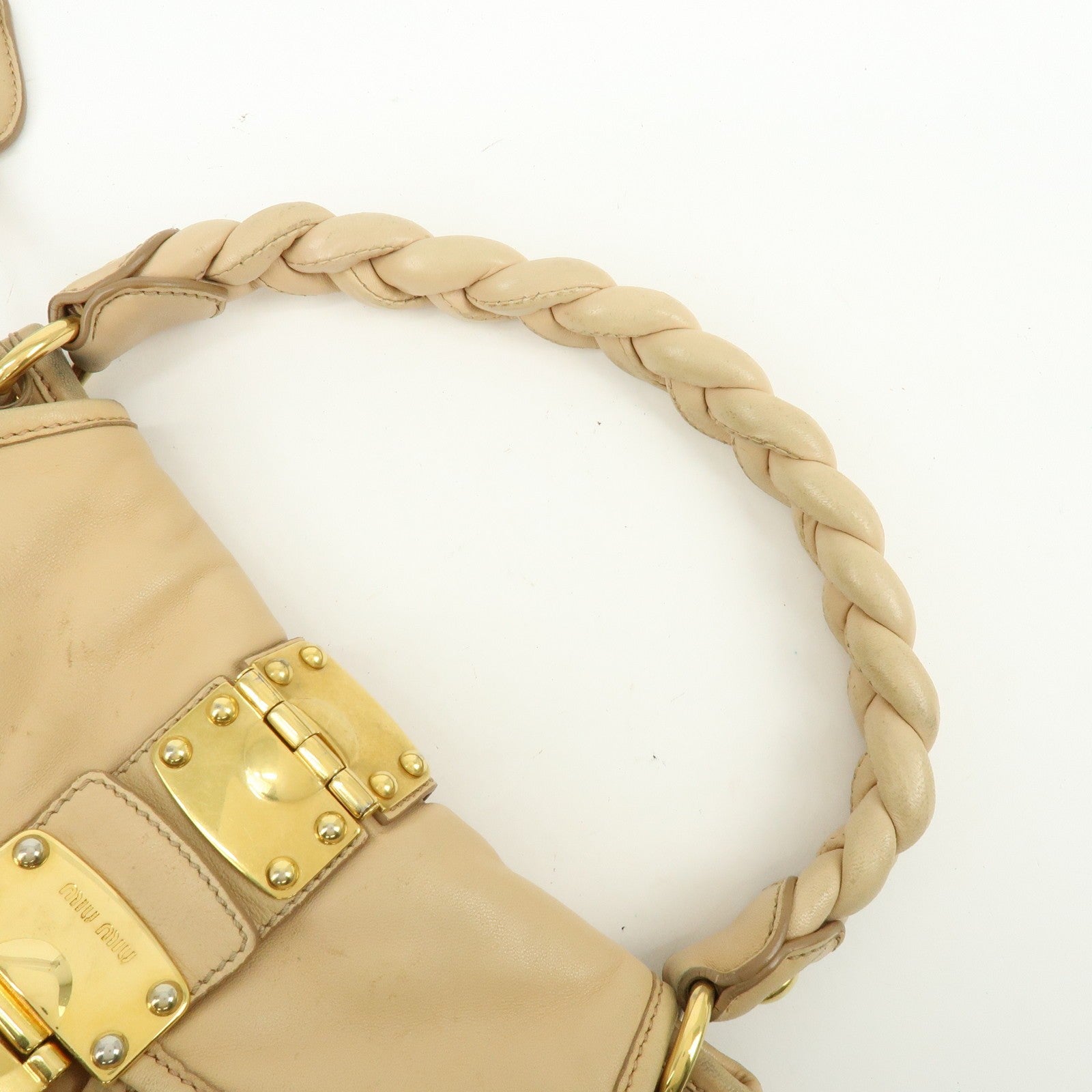 Miu Miu Matelasse 2Way Handbag - Beige, Leather 