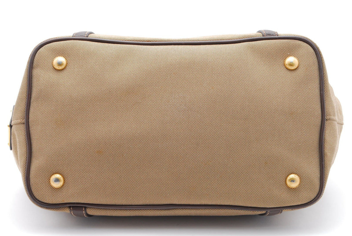 Prada Triangle Logo Tote Bag - Brown, Canvas