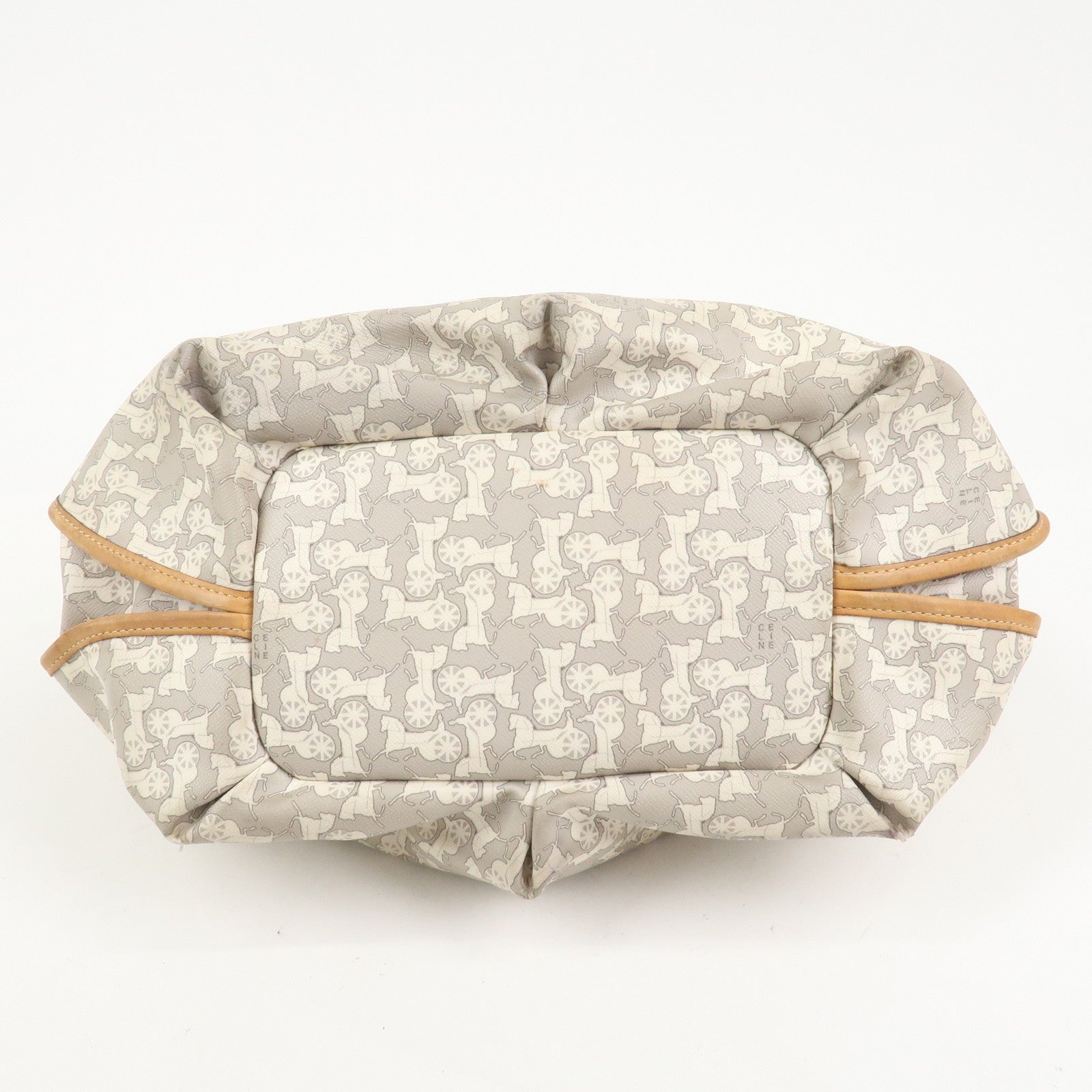 Celine Logo Hand Bag - Gray and Light Brown, Leather