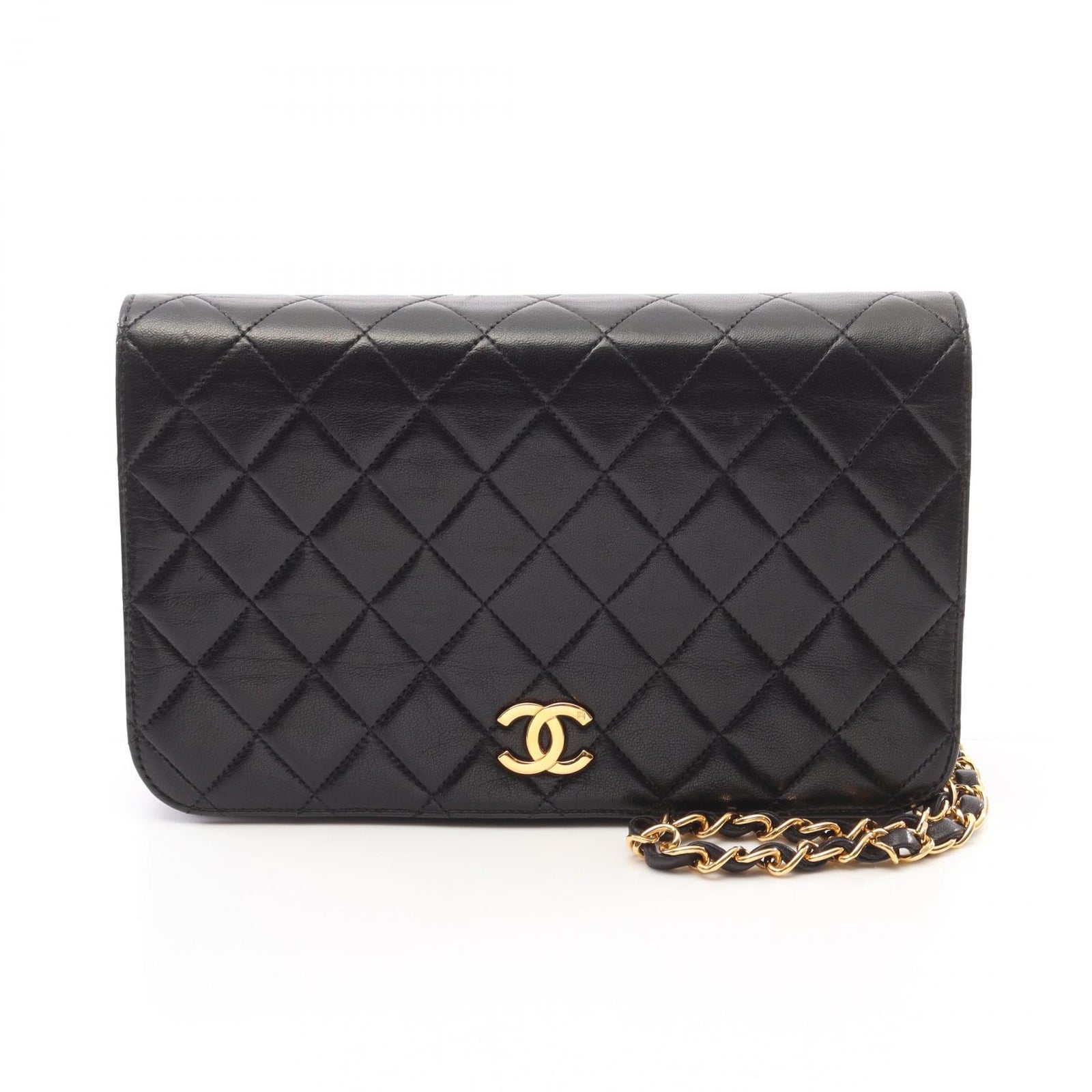 Chanel Matelasse Single Flap Chain Shoulder Bag - Black, Lambskin Leather