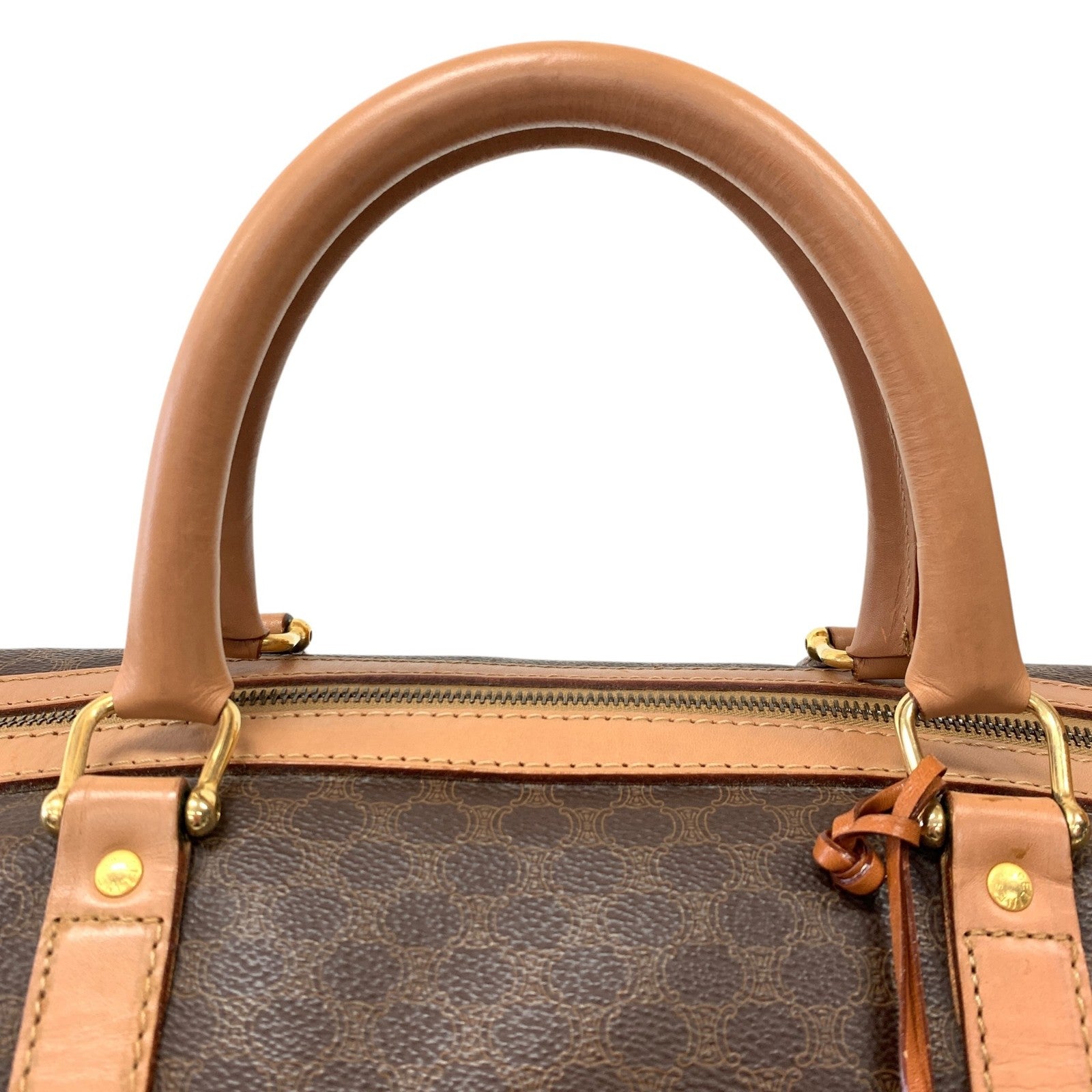 Celine Macadam Large Boston Bag - Brown Beige, Canvas