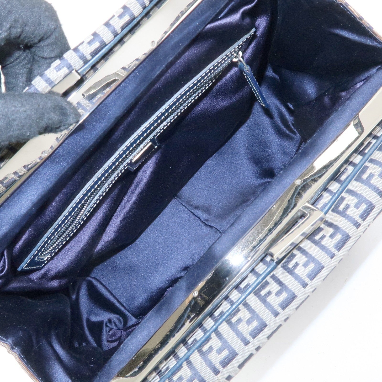 Fendi Zucchino Tote Bag - Navy, Canvas and Leather