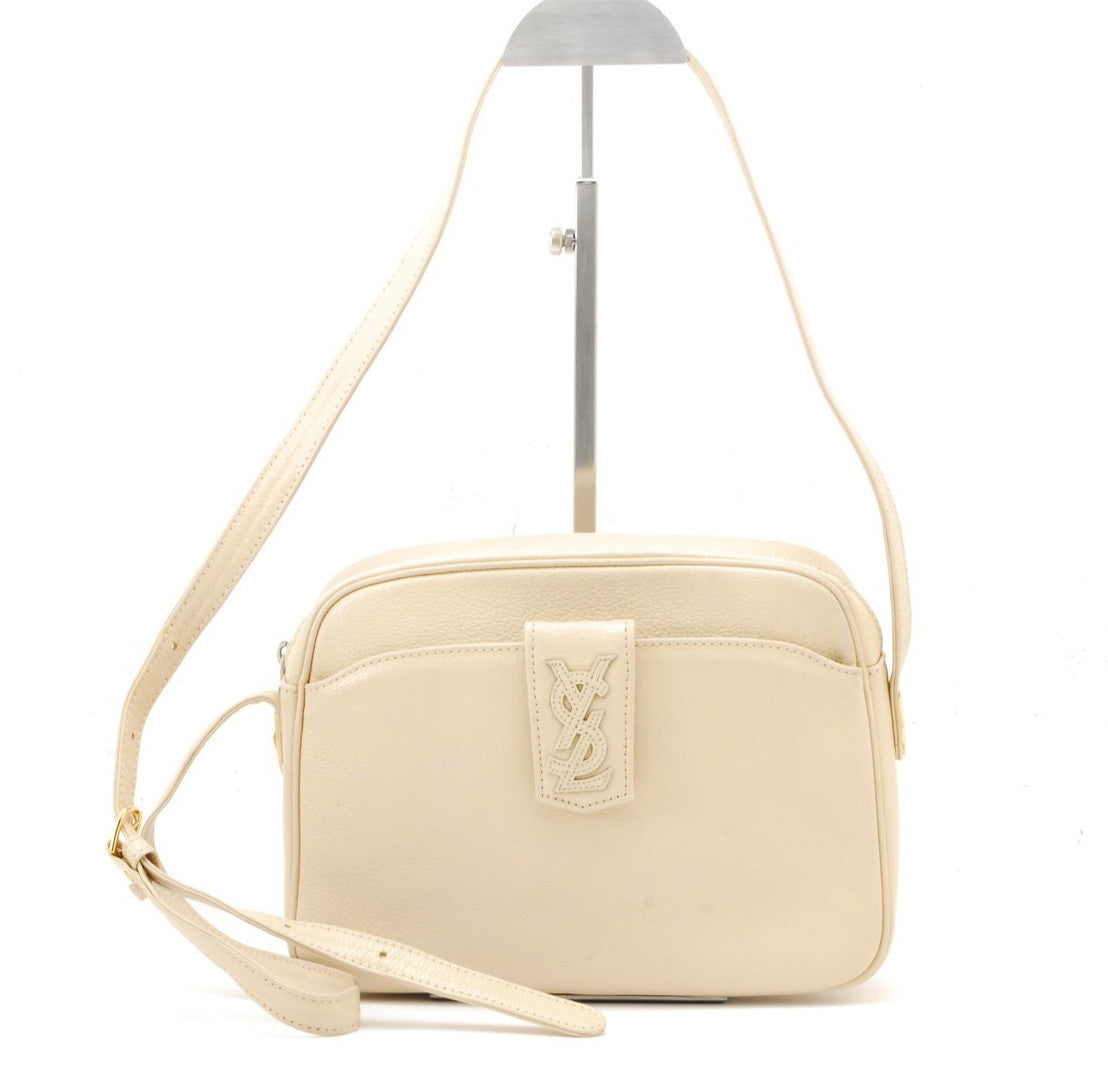 Saint Laurent Yves Shoulder Tote Stitch Bag - Ivory, Leather