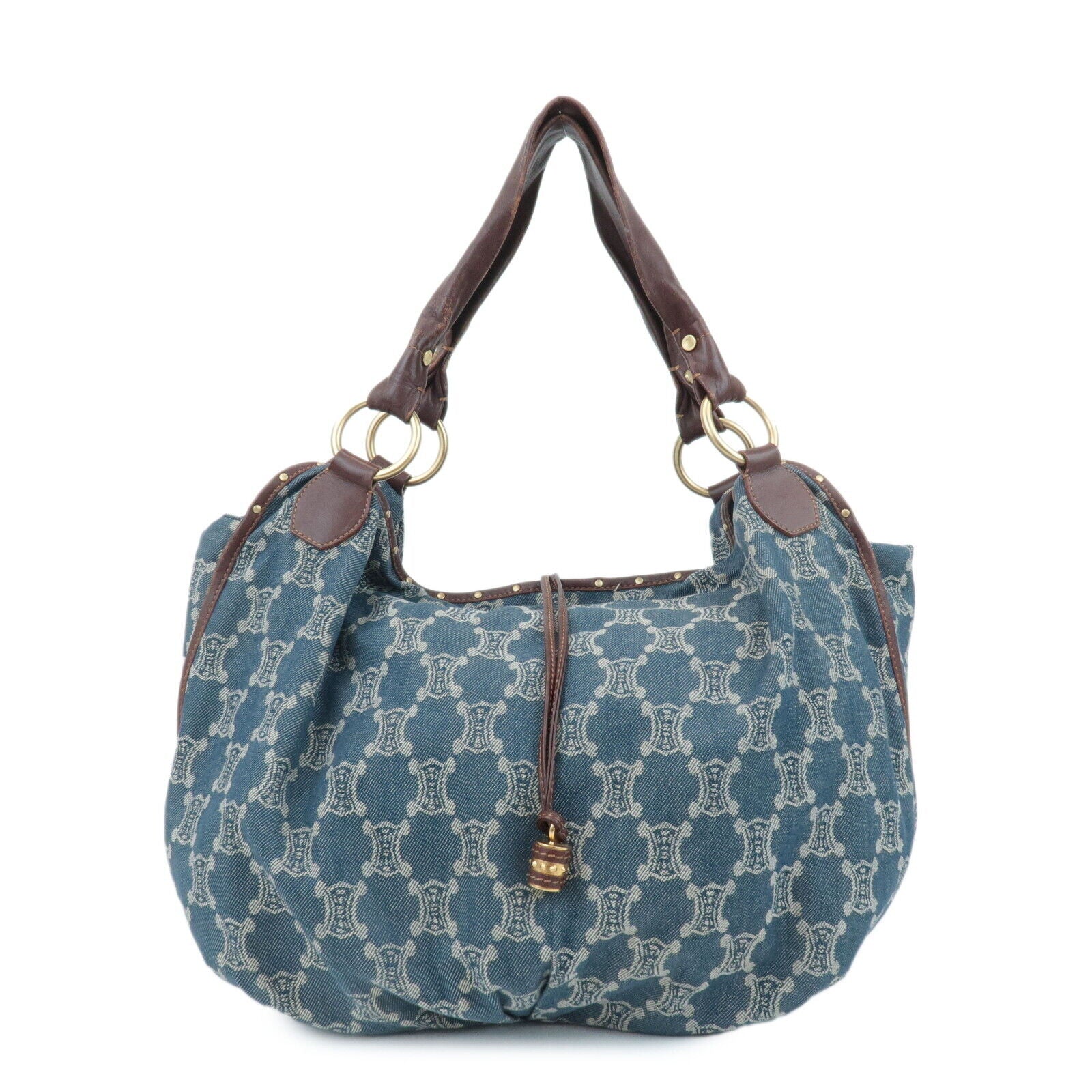 Celine Macadam Denim Leather Bitter Sweet Shoulder Bag - Blue/Brown, Denim/Leather