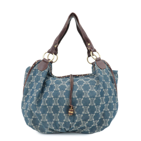 Celine Macadam Denim Leather Bitter Sweet Shoulder Bag - Blue/Brown, Denim/Leather