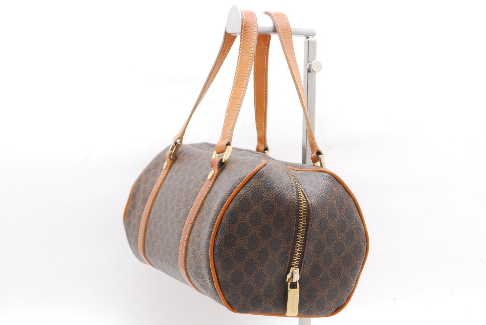 Celine Macadam Boston Hand Bag - Brown, PVC Leather