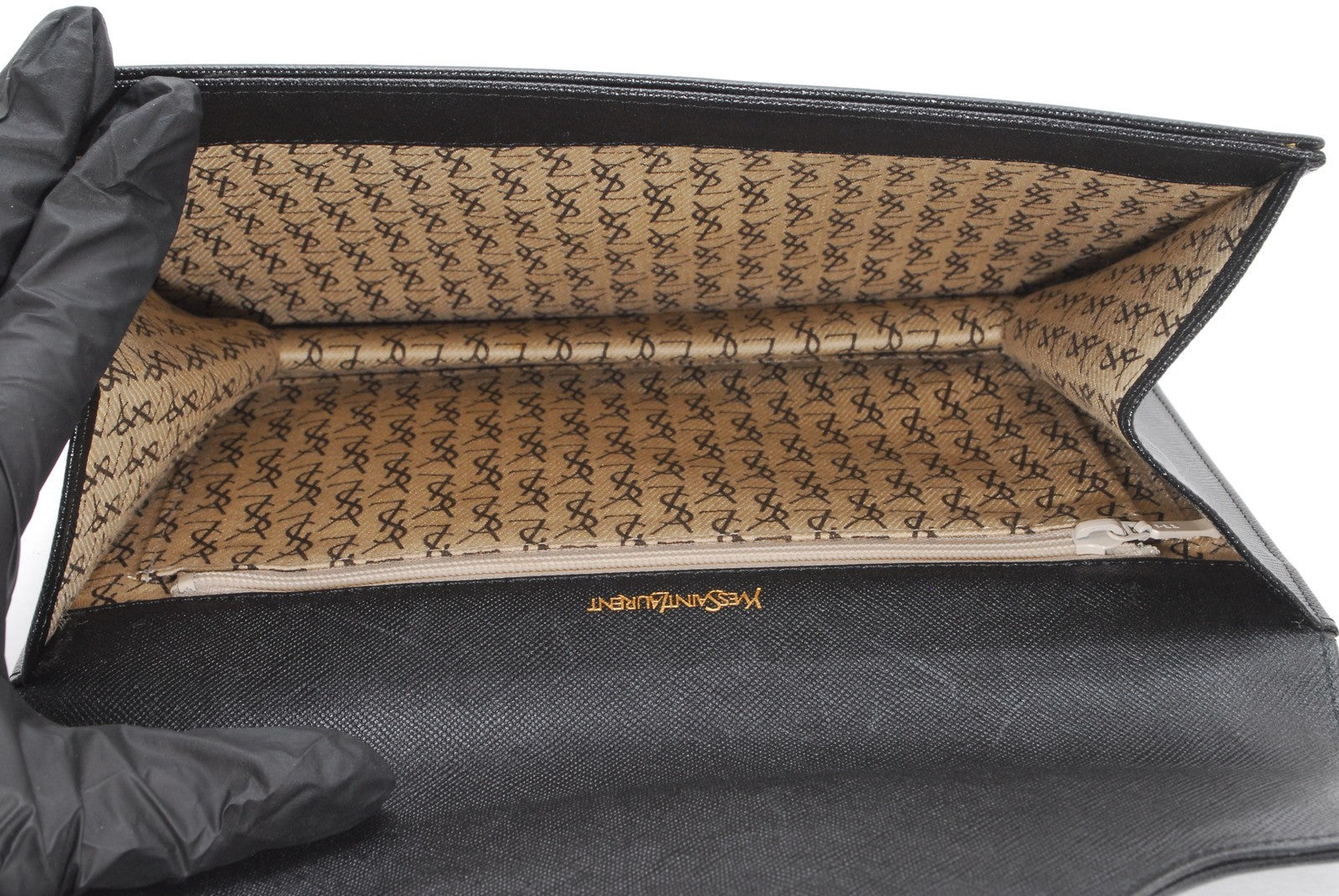 Saint Laurent Yves Clutch Hand Bag - Black, Leather