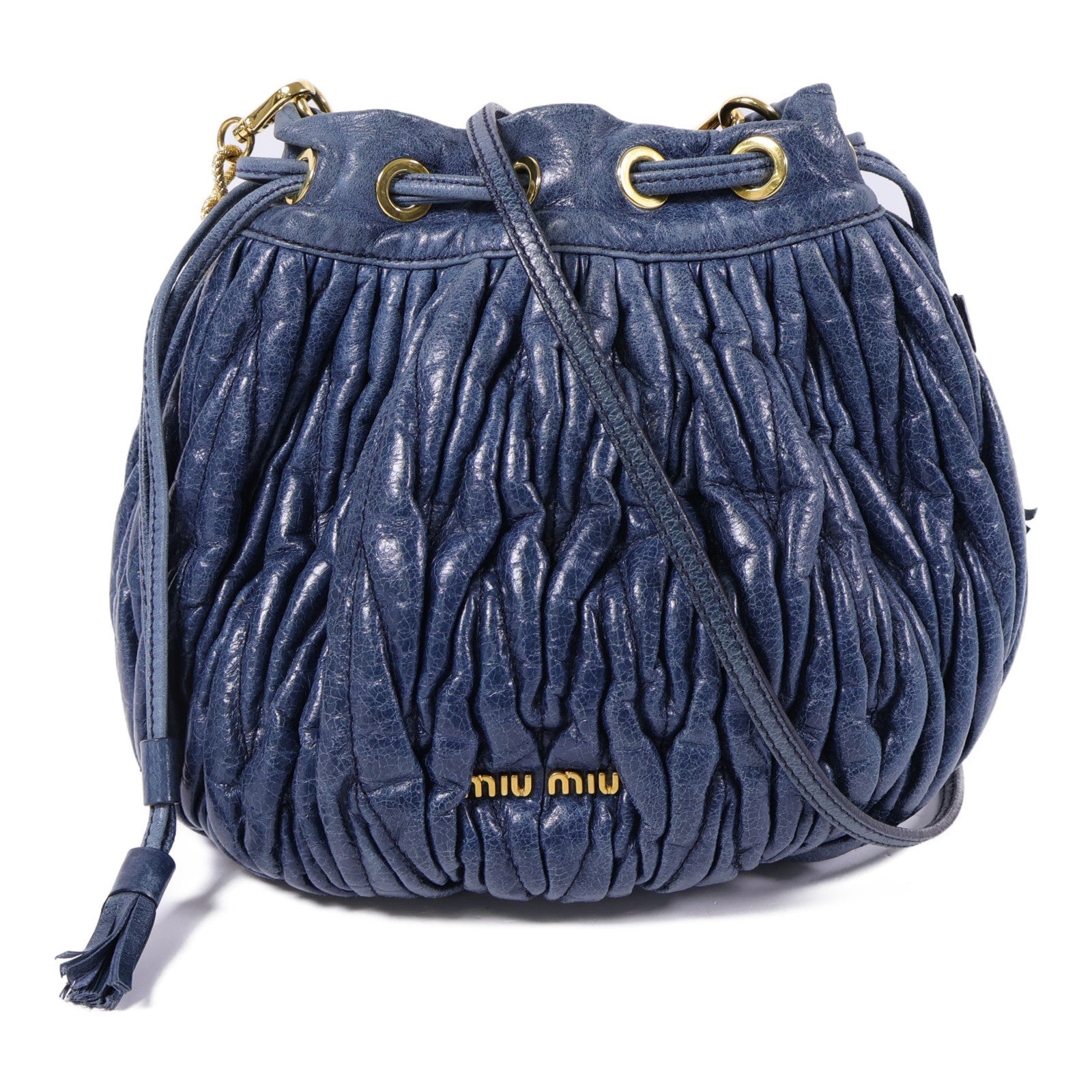 Miu Miu GHW Chain Shoulder Bag - Blue, Calfskin Leather 